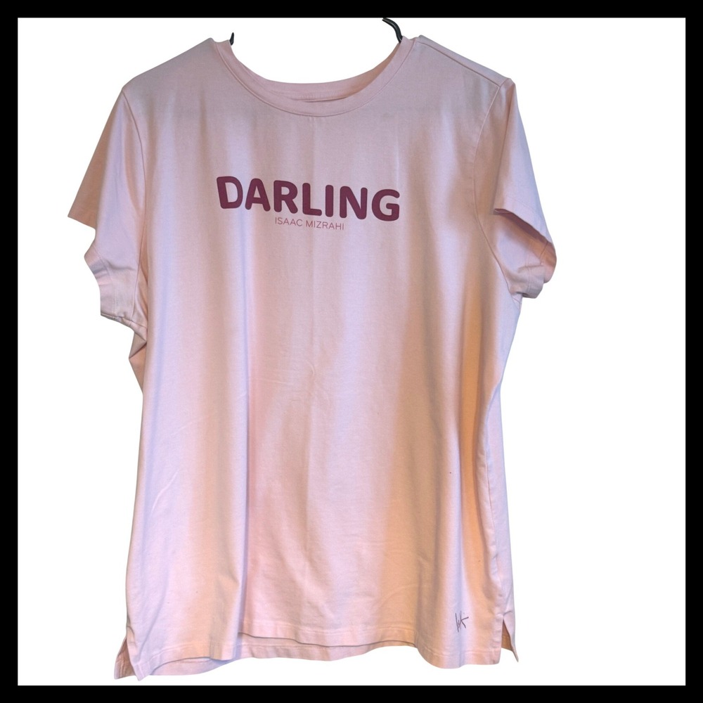 Isaac Mizrahi Live Womens Pink Darling Graphic T Shirt XL Cotton